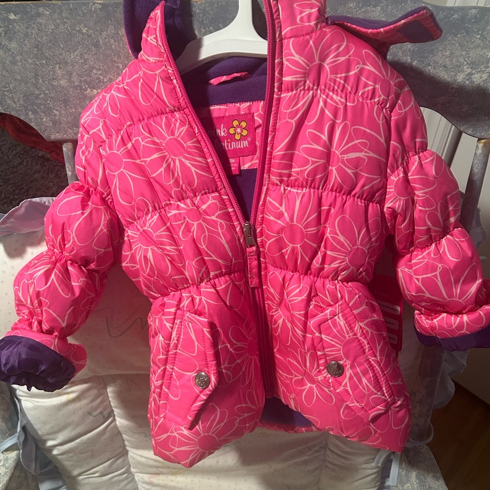 Pink Platinum Kids Pink Floral Puffer Jacket 18m NWT